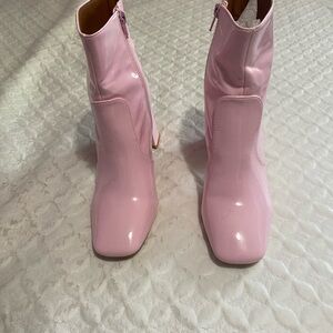 Women's Pink Boots Size 6.5 Zipper 3in Heel